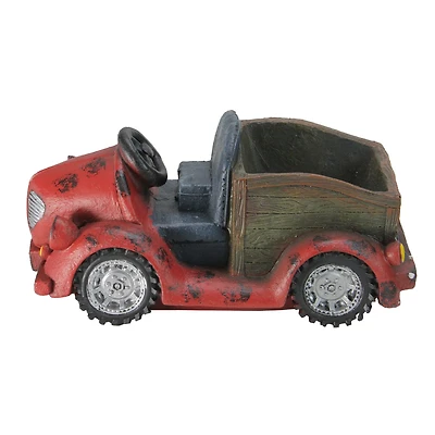 14.5" Distressed Red Vintage Car LED Solar Powered Outdoor Garden Planter