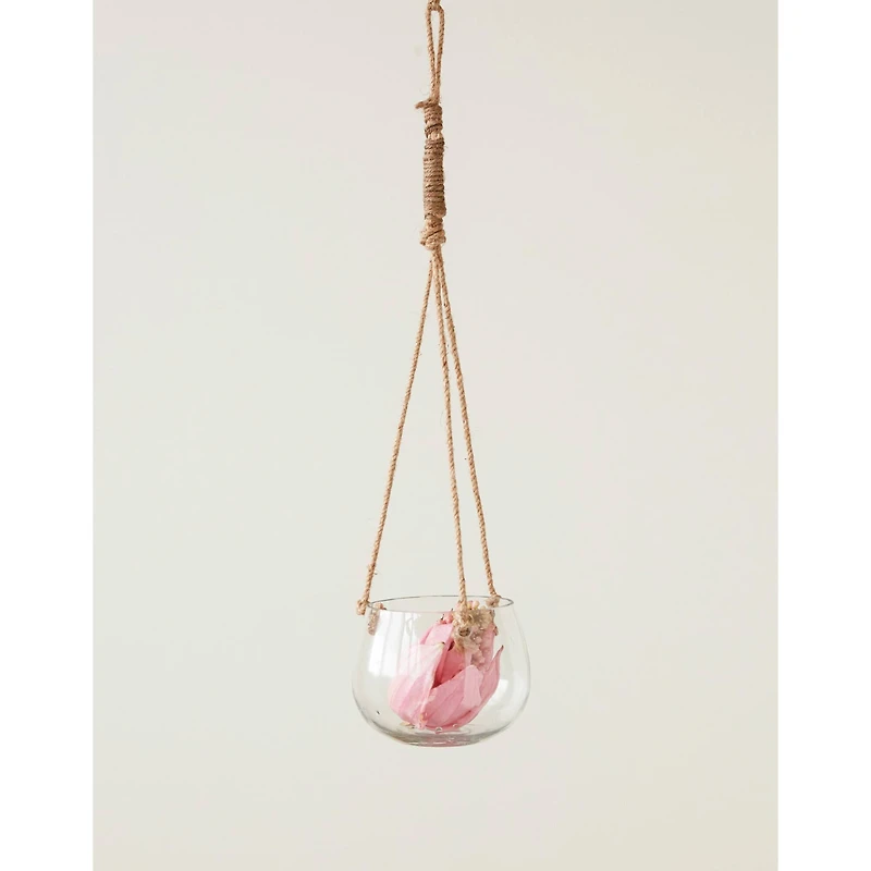 Hello Honey® 10.5" Hanging Glass Vase with Jute Rope