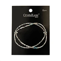 Crystal Lane DIY Silver AB Aqua & White Rhinestones Bracelets, 2ct.