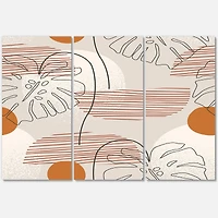 Designart - One Line Art Shapes & Abstract Monstera Leaf