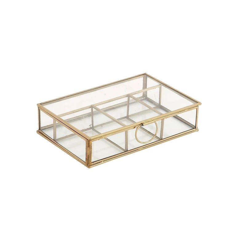 Rectangular Metal & Glass Jewelry Box