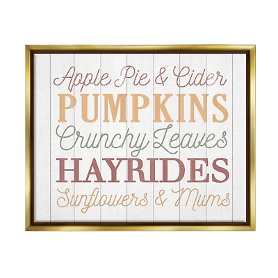 Stupell Industries Autumnal Fun Activities List Framed Floater Canvas Wall Art