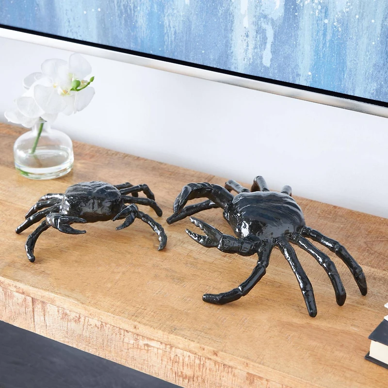 Black Aluminum Metal Crab Sculptures, 2ct.