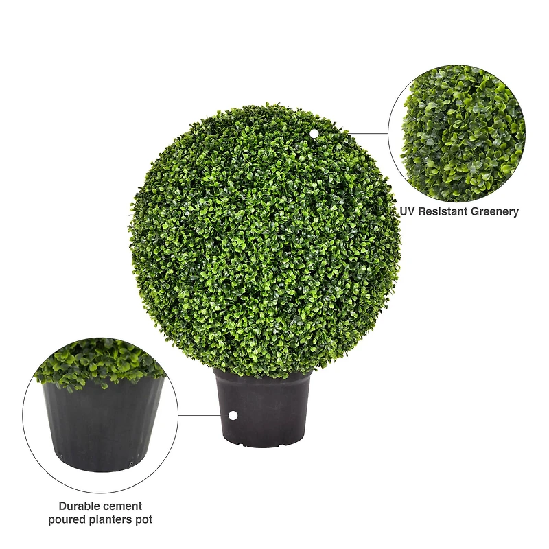 24" Artificial Green Boxwood Ball
