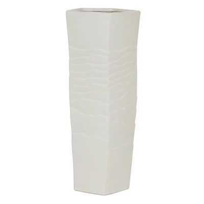 White Ceramic Contemporary Vase, 16" x 6" x 6"