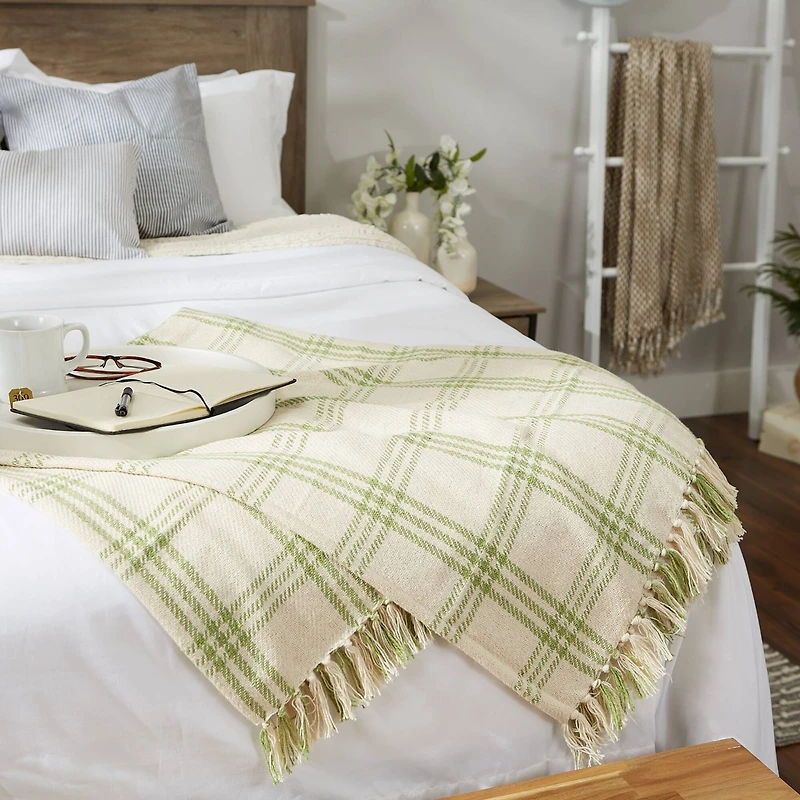 DII® Antique Green Modern Farmhouse Plaid Throw