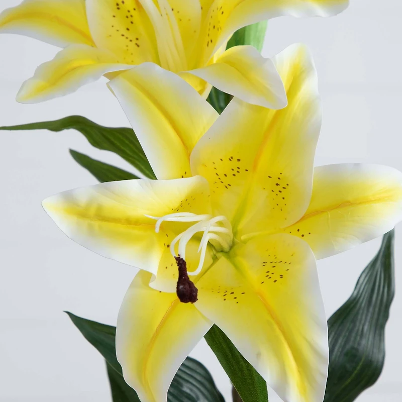 31" Yellow Lily Flower Stems, 3ct.