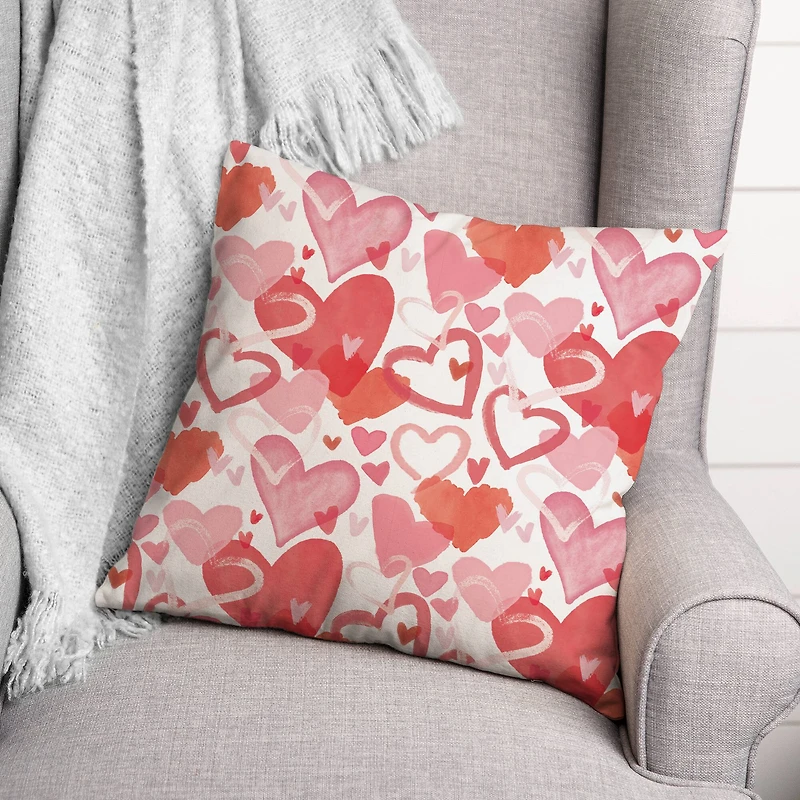 Heart Cluster Pattern 18" x 18" Throw Pillow