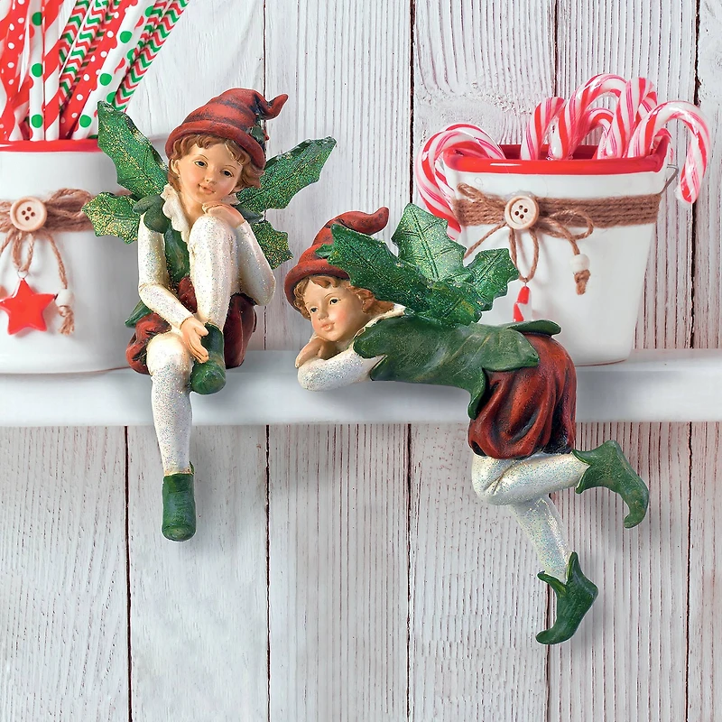 Design Toscano Santa's Christmas Elves Shelf Sitter Statue Set