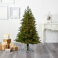 5ft. Pre-Lit Cambridge Fir Artificial Christmas Tree, Clear LED Lights