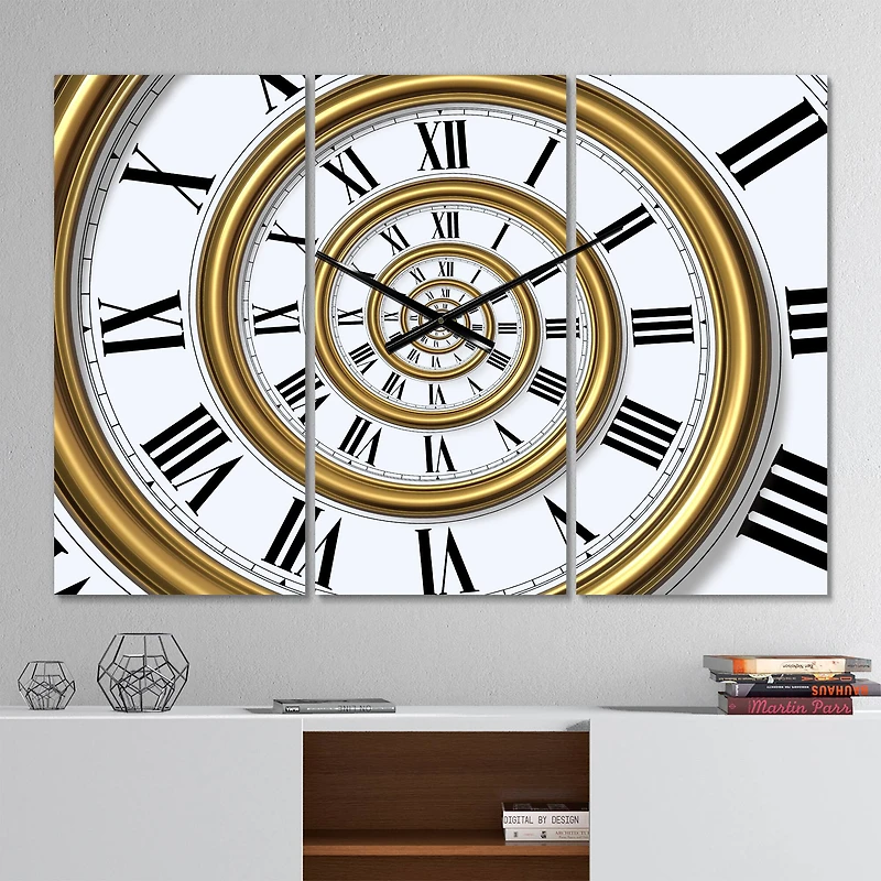 Designart 'Time Spiral In Antique Style Modern Multipanel Wall Clock