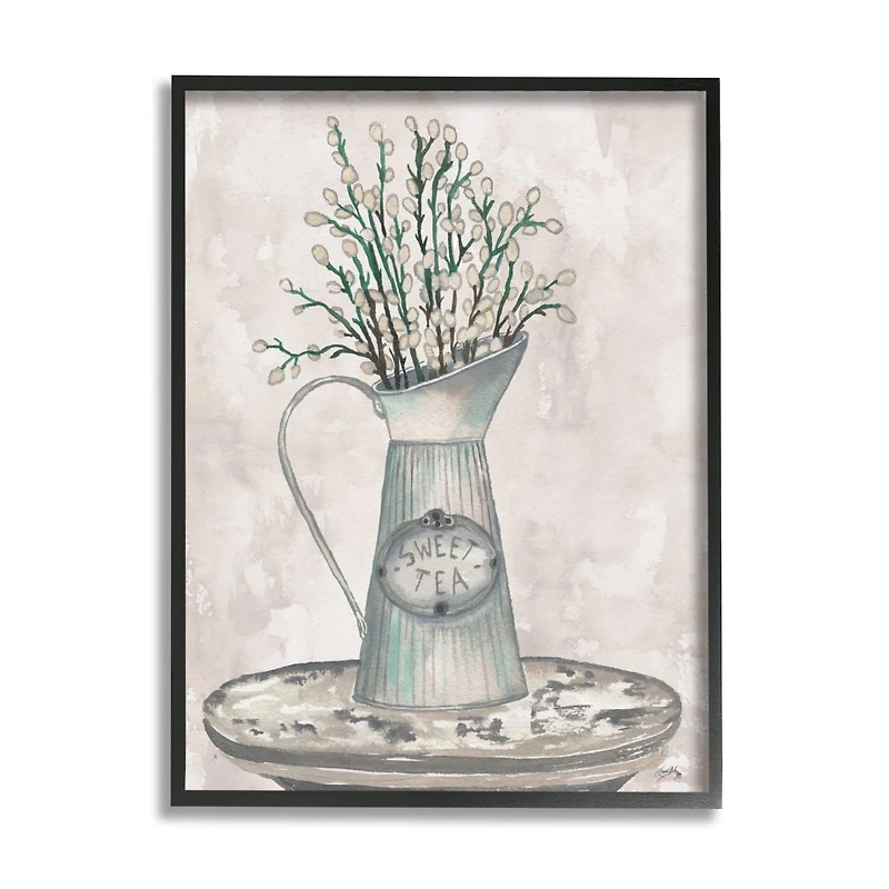 Stupell Industries Pussy Willow Botanicals Sweet Tea Country Jar Painting Framed Wall Art