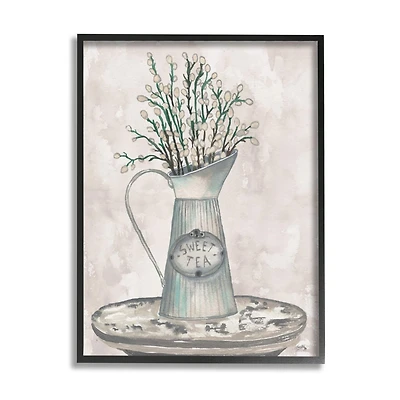 Stupell Industries Pussy Willow Botanicals Sweet Tea Country Jar Painting Framed Wall Art