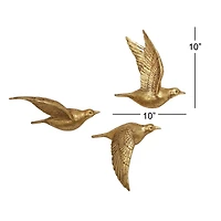 Gold Polystone Coastal Birds Wall Decor Set