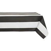 Black Cabana Stripe Print Outdoor Tablecloth,, 60" x 84"