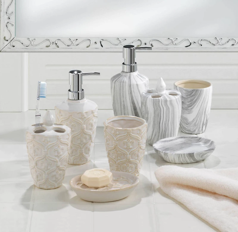 Marble Printed Bath Accessory Set