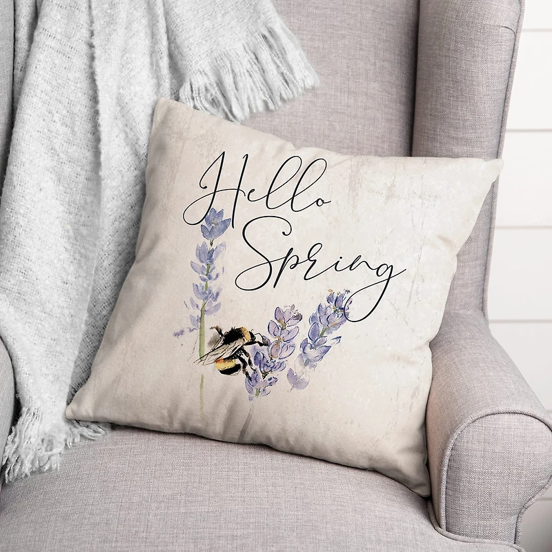 Hello Spring Bee 18" x 18" Throw Pillow