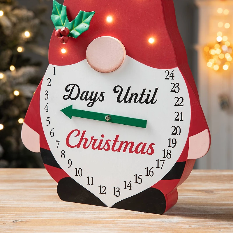 Glitzhome® 15'' Lighted Wooden Christmas Gnome Countdown Calendar