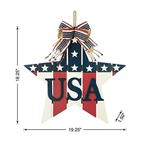 Glitzhome® 19" Patriotic American Wooden Star Door Hanger