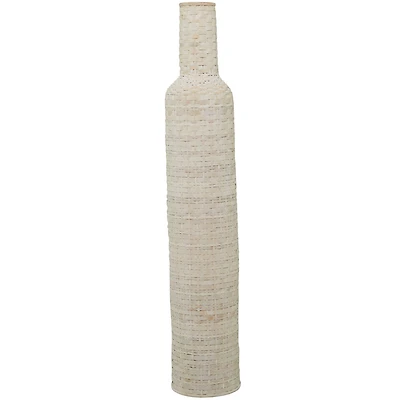 White Bamboo Tall Woven Floor Vase 9" x 9" x 48"