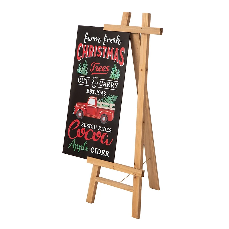 Glitzhome® 32" Double-Sided Wooden Easel Accent with Changeable Board