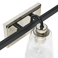 Hello Honey® Robert Stevenson Lighting Jameson Matte Black & Polished Nickel Metal & Seedy Glass 3-Light Vanity Light