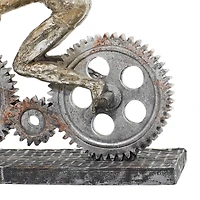 10" Silver Polystone Industrial Bicycle  Sculpture