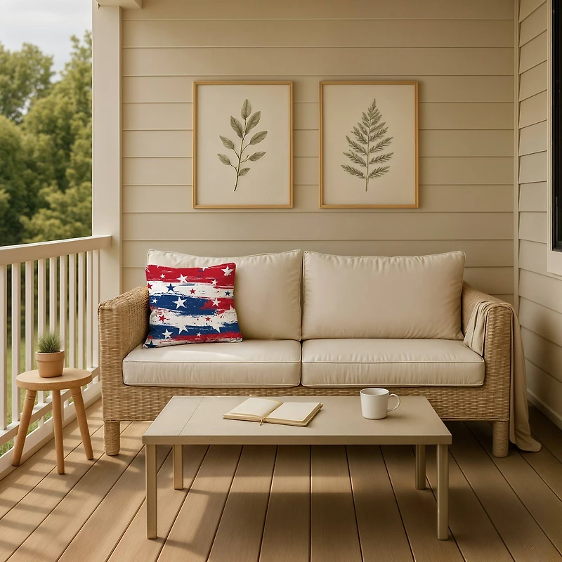 18" Distressed Stars & Stripes Indoor Outdoor Pillow