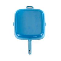 MegaChef 11" Square Blue Enamel Cast Iron Grill Pan with Matching Grill Press