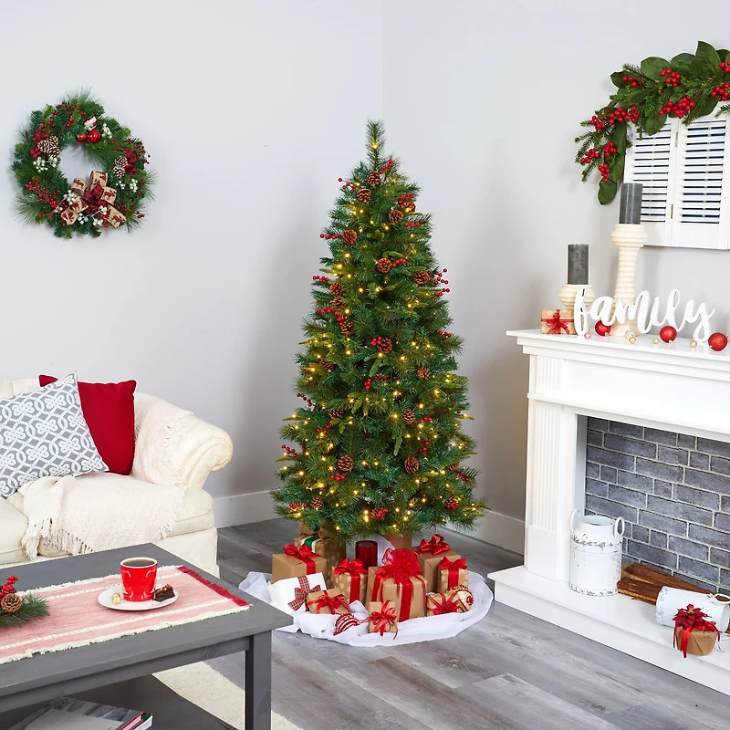 6ft. Pre-Lit Mixed Pine Artificial Christmas Tree, Clear LED Lights