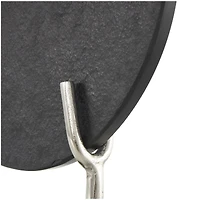 20" Black Textured Marble Disk Sculpture with Silver Metal Stand