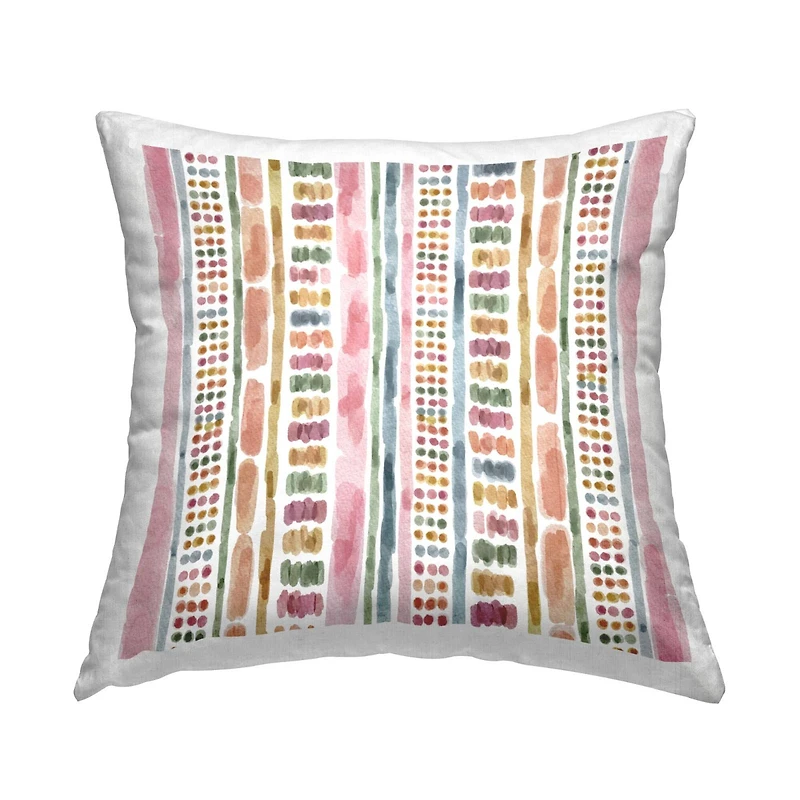 Stupell Industries Varied Pink Dotted Boho Stripes Lines Throw Pillow, 18" x 18"