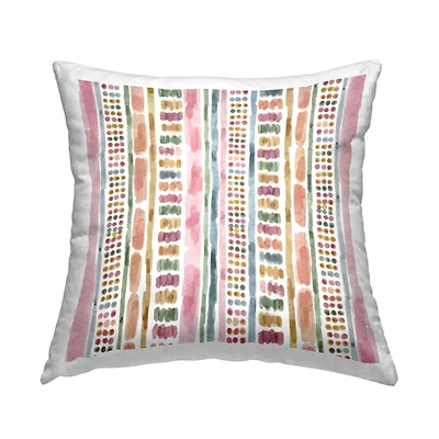 Stupell Industries Varied Pink Dotted Boho Stripes Lines Throw Pillow, 18" x 18"