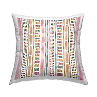 Stupell Industries Varied Pink Dotted Boho Stripes Lines Throw Pillow, 18" x 18"