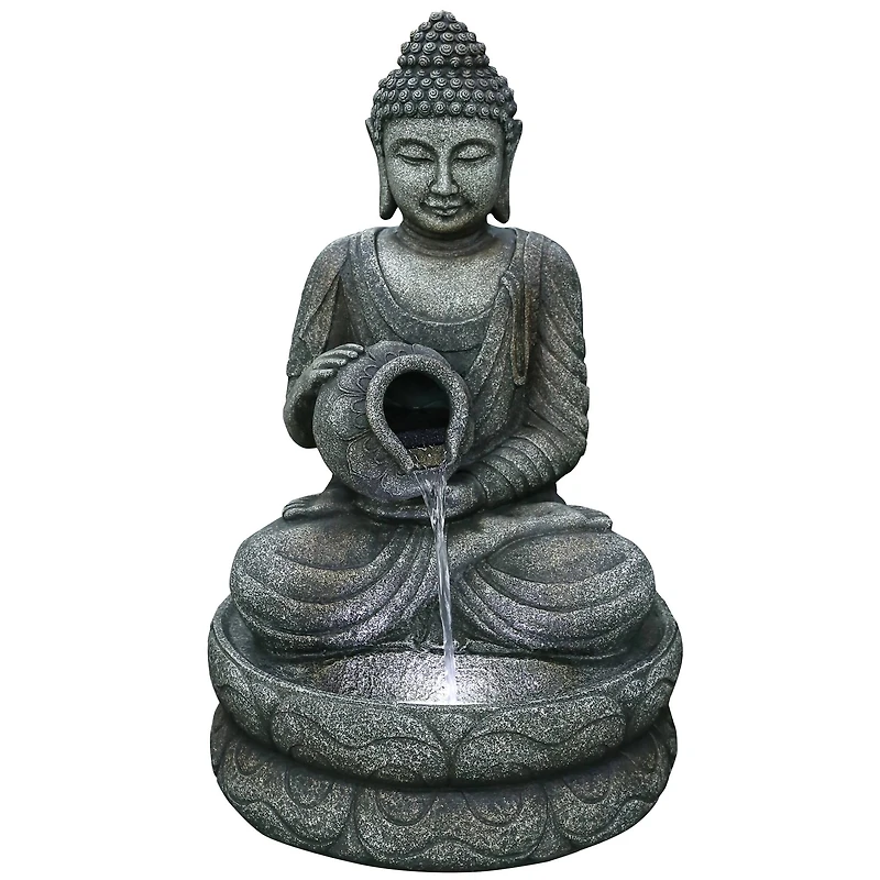 32" Buddha in Sukhasana Pose Outdoor Garden Water Fountain