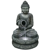 32" Buddha in Sukhasana Pose Outdoor Garden Water Fountain