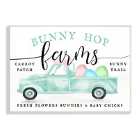 Stupell Industries Bunny Hop Farms Sign Easter Egg Green Truck Wall Plaque Art