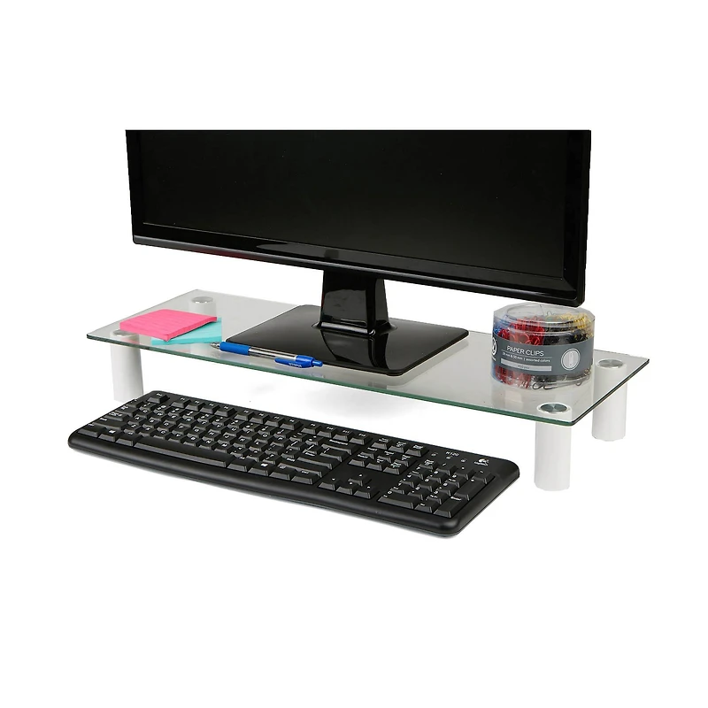 Mind Reader Clear Glass Monitor Stand Riser