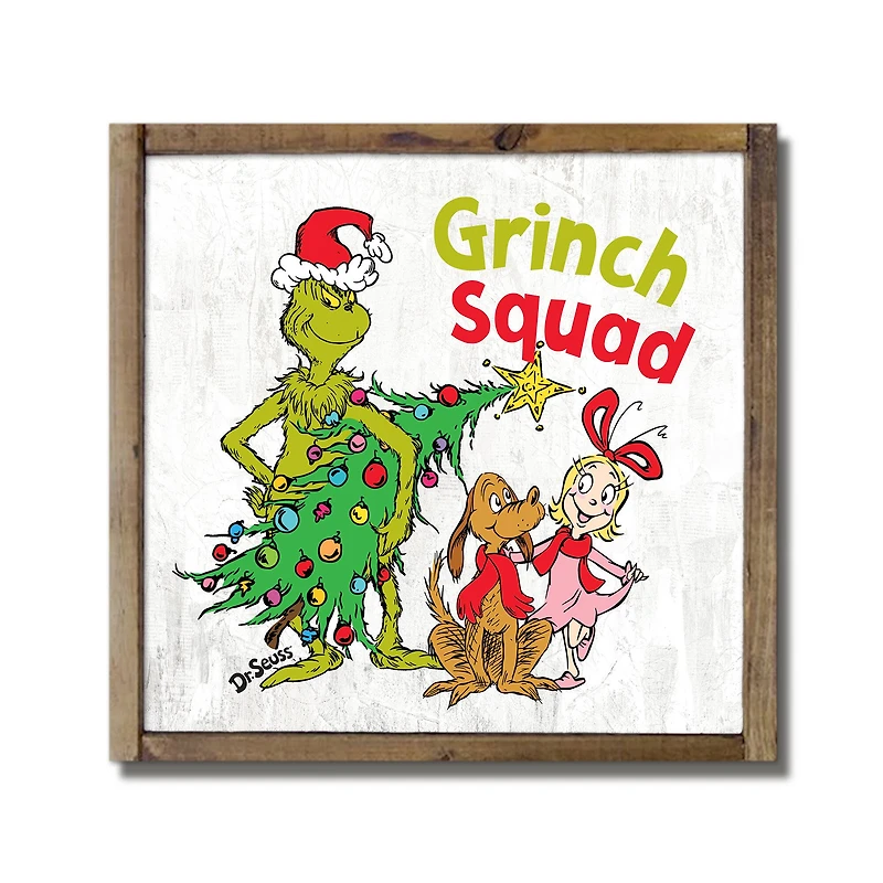 The Grinch Squad 9.5" x 9.5" Dr. Seuss Framed Wood Plaque