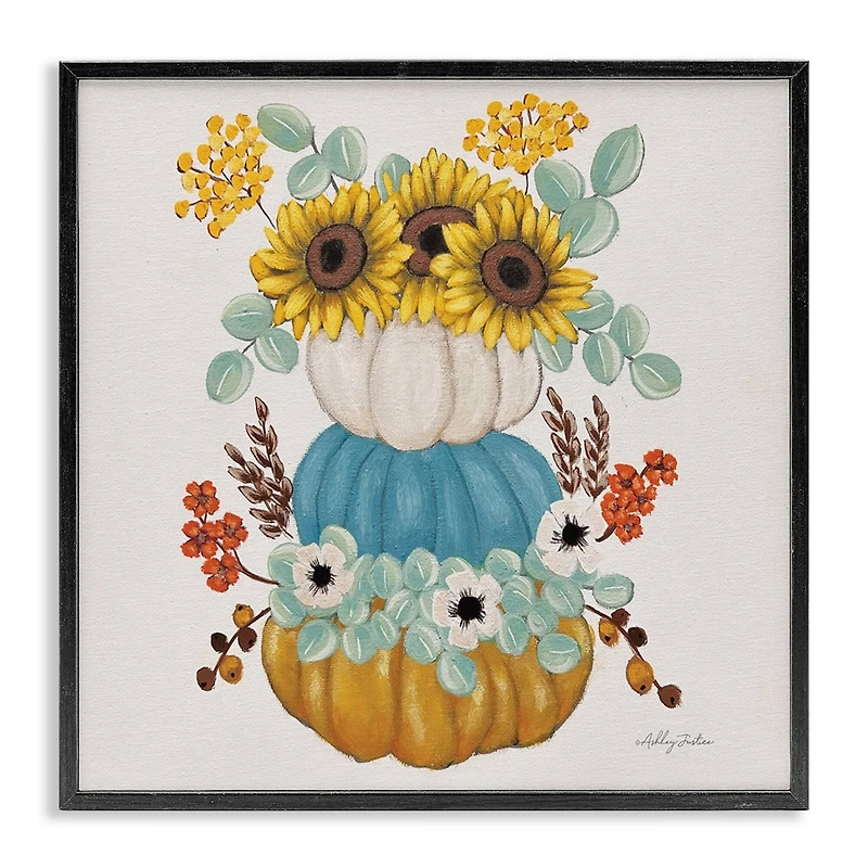 Stupell Industries Seasonal Flower & Pumpkins Framed Giclee Art