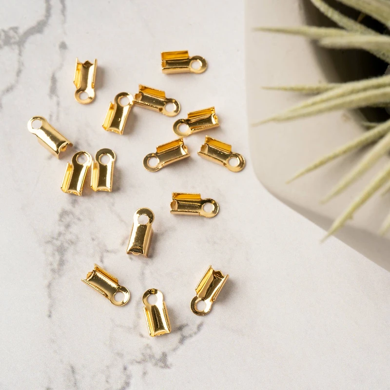 9mm 18K Gold-Plated Folding End Crimps by Bead Landing™