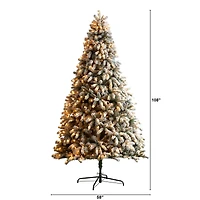 9ft. Pre-Lit Flocked South Carolina Spruce Artificial Christmas Tree, Clear LED Lights