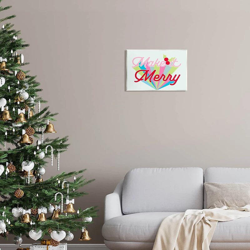 Stupell Industries Make It Merry Bold Christmas Stripes Wall Plaque Art