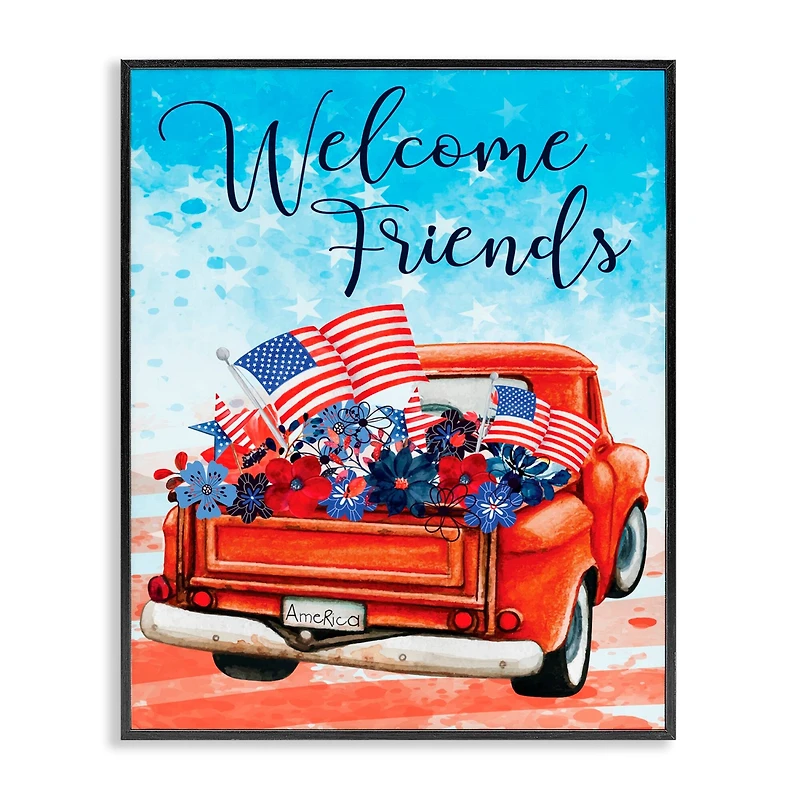 Stupell Industries Welcome Friends Americana Pickup Truck Framed Giclee Art