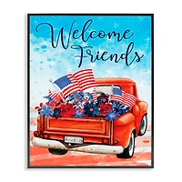 Stupell Industries Welcome Friends Americana Pickup Truck Framed Giclee Art
