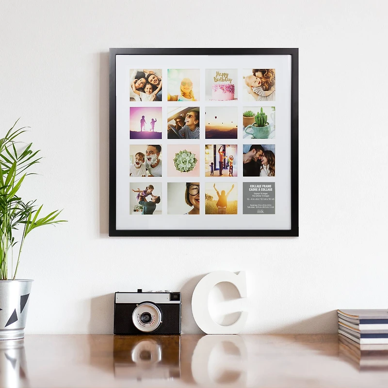 16 Opening 4" x 4" Black Collage Frame with Mat by Studio Décor®