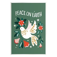 Stupell Industries Peace On Earth Floral Dove Blossoms Wall Plaque Art