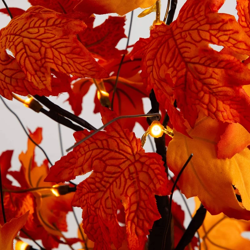 2ft. Pre-Lit Bright Autumn Maple Artificial Fall Tree with 24 Warm White LED Lights and Detachable Base