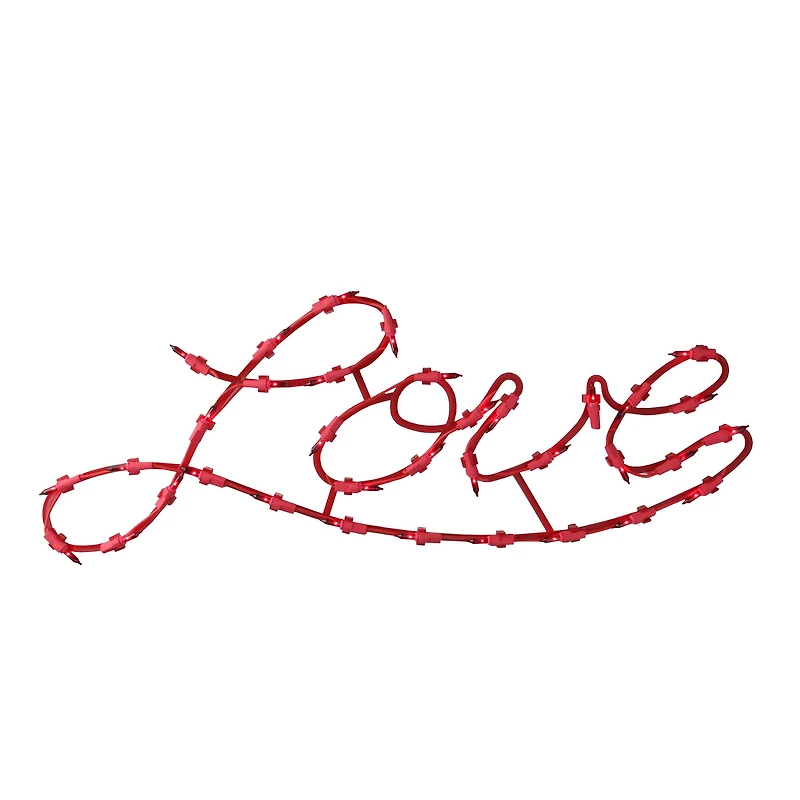 17" Lighted Red Love Script Window Silhouette Decoration