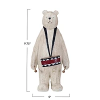 Hello Honey® 9.75" Wood Finish Polar Bear with Drum Tabletop Décor
